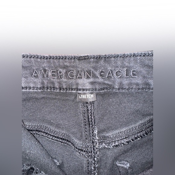 American Eagle Women’s High Rise Boyfriend Stretch Denim Shorts Black Size 2 - Picture 4 of 5